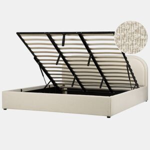 Cama baú Bouclé QUILLIEN 180 x 200 cm Creme claro