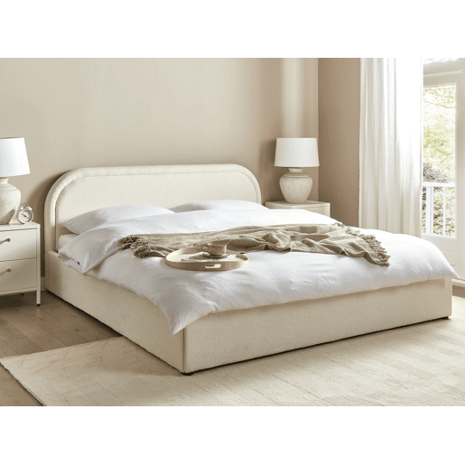 Cama baú Bouclé QUILLIEN 180 x 200 cm Creme claro Cama baú Bouclé QUILLIEN 180 x 200 cm Creme claro