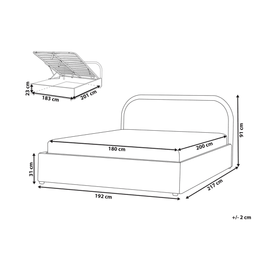 Cama baú Bouclé QUILLIEN 180 x 200 cm Creme claro Cama baú Bouclé QUILLIEN 180 x 200 cm Creme claro