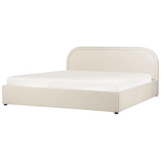 Cama baú Bouclé QUILLIEN 180 x 200 cm Creme claro Cama baú Bouclé QUILLIEN 180 x 200 cm Creme claro