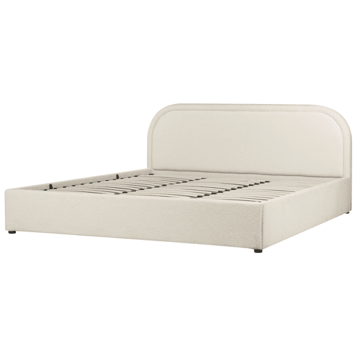 Cama baú Bouclé QUILLIEN 180 x 200 cm Creme claro Cama baú Bouclé QUILLIEN 180 x 200 cm Creme claro