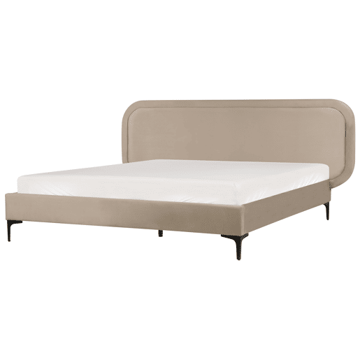 Cama Veludo SUZETTE 160 x 200 cm Creme