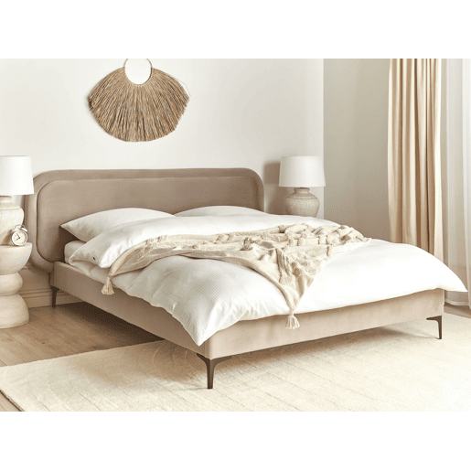Cama Veludo SUZETTE 160 x 200 cm Creme