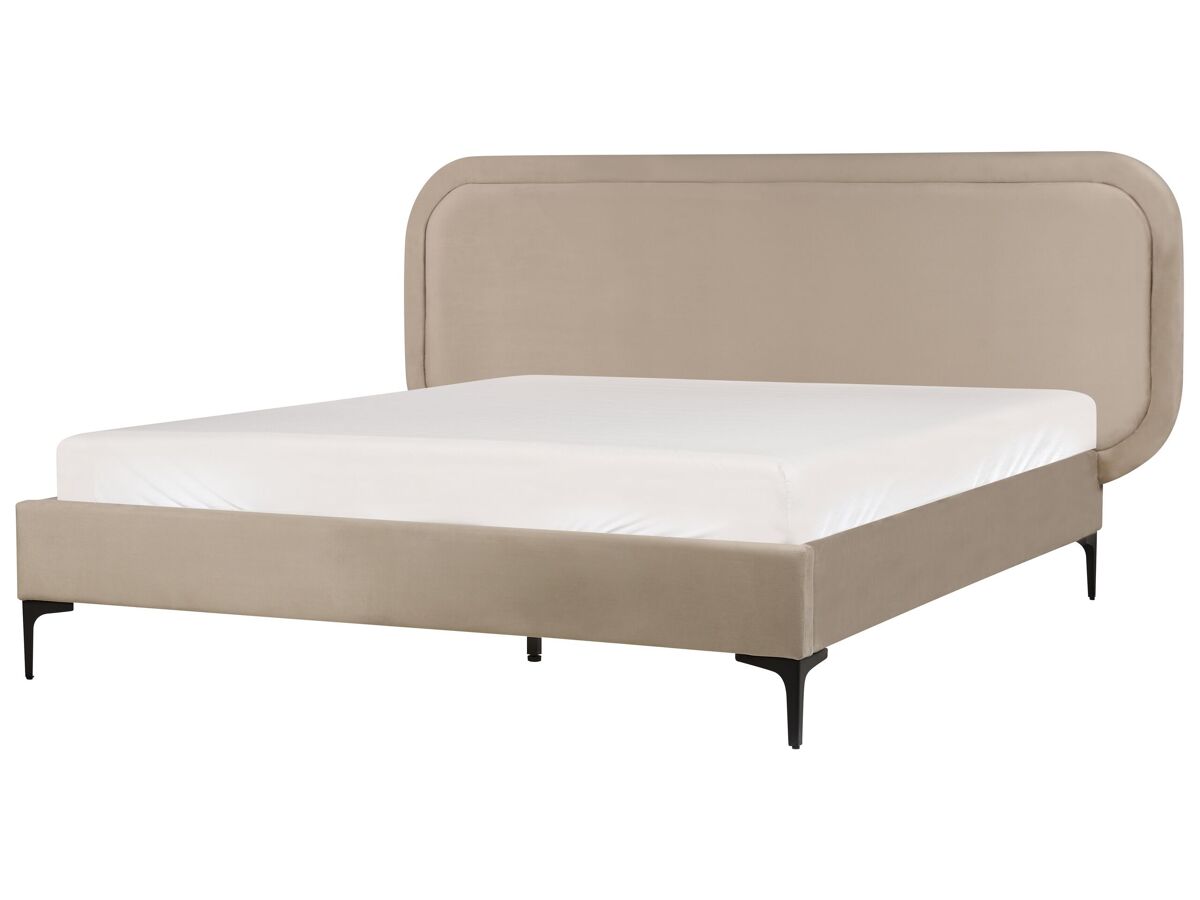 Beliani Cama Terciopelo SUZETTE 188x212 Gris Oscuro