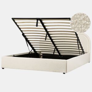 Cama baú Bouclé QUILLIEN 160 x 200 cm Creme claro