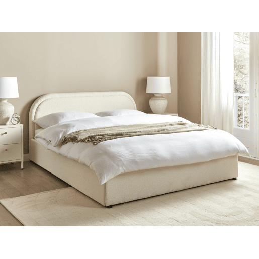 Cama baú Bouclé QUILLIEN 160 x 200 cm Creme claro