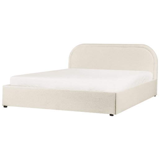 Cama baú Bouclé QUILLIEN 160 x 200 cm Creme claro
