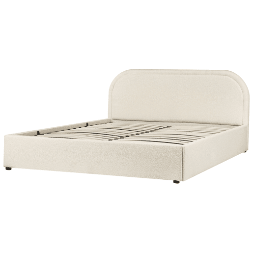 Cama baú Bouclé QUILLIEN 160 x 200 cm Creme claro