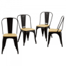 Pack 4 Cadeiras Industriais Strong com Assento de Madeira 45x54x85cm Thinia Home