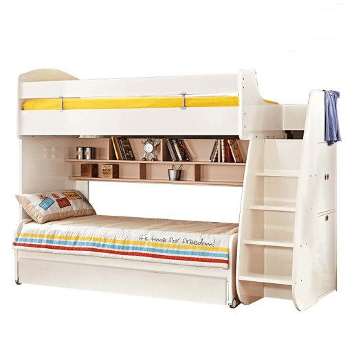Beliche com arrumação + gaveta em aglomerado branco 182,7x252x107,8 cm