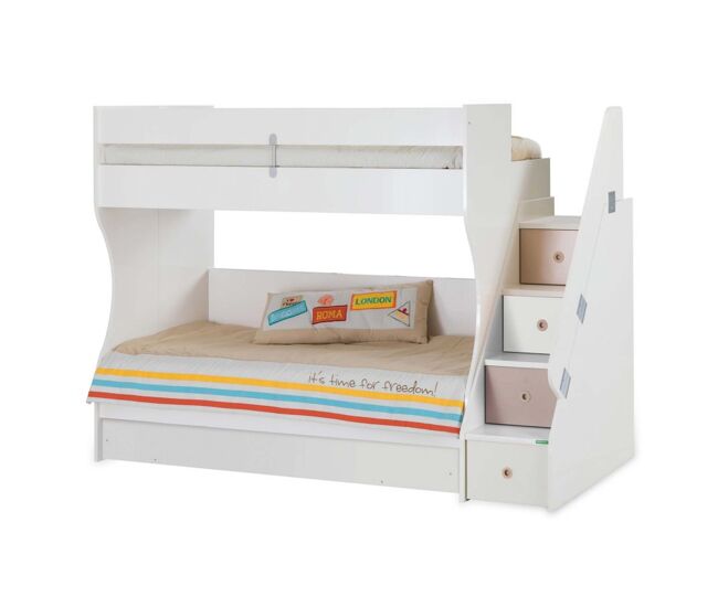 Litera + cajón almacenaje aglomerado blanco 90x190/90x190cm