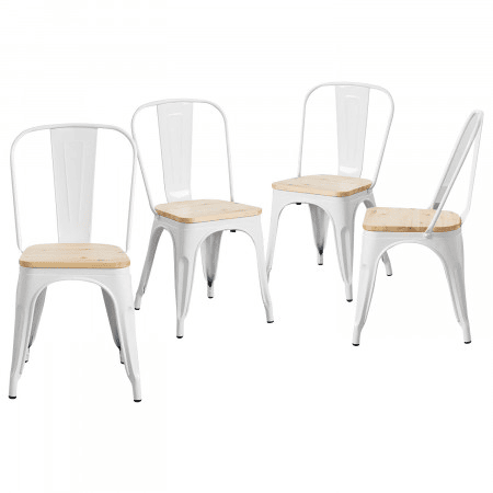 Pack 4 Cadeiras Industriais Strong com Assento de Madeira 45x54x85cm Thinia Home