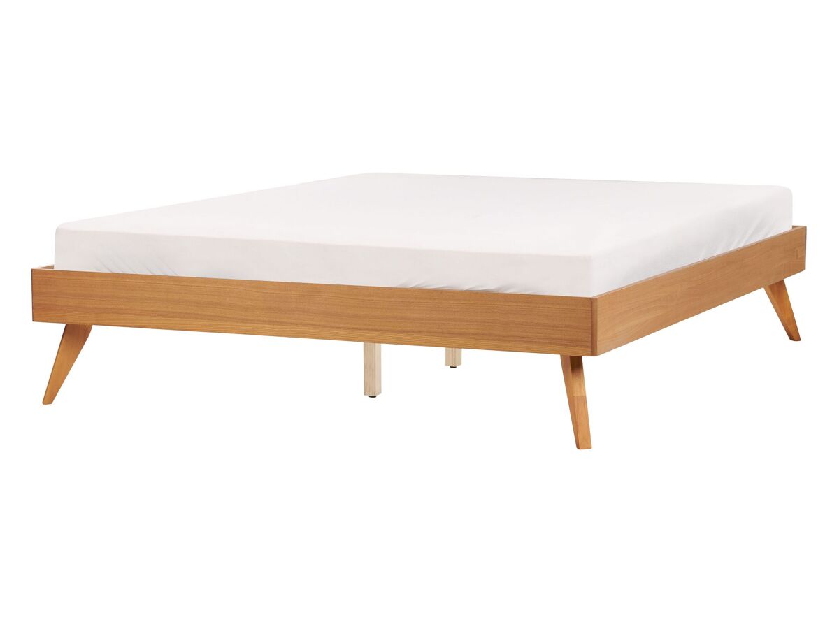 Beliani Cama sin cabecero MDF BERRIC 148x202 Marrón Claro
