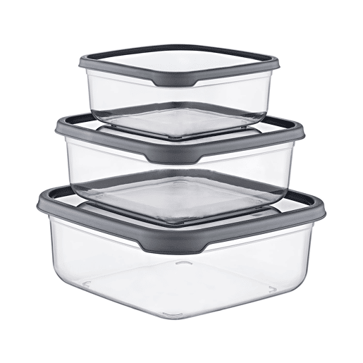 Conjunto de 3 recipientes herméticos para alimentos, formato quadrado 7house