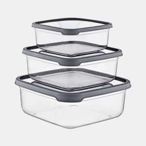 Conjunto de 3 recipientes herméticos para alimentos, formato quadrado 7house