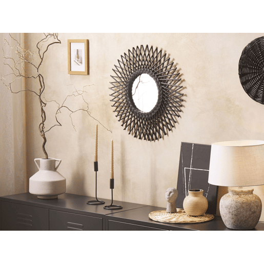 Espelho TAGOLU 60 cm 60 cm Rattan Preto