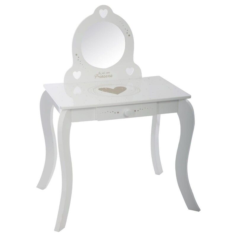 Tocador y taburete mdf blanco 91x71,5x50,5cm