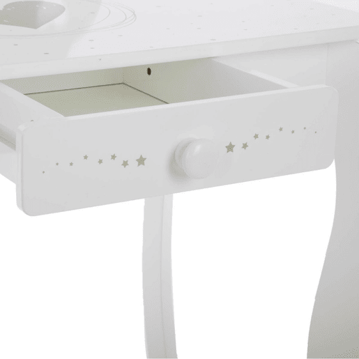 Penteadeira e banco em MDF branco 91x71,5x50,5cm