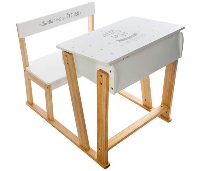 Escritorio pupitre con silla mdf blanco 58x79x58cm