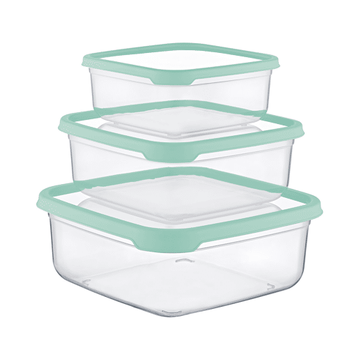 Conjunto de 3 recipientes herméticos para alimentos, formato quadrado 7house