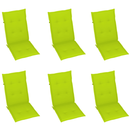 vidaXL Cadeiras de jardim almofadões verde brilhante 6 pcs teca maciça