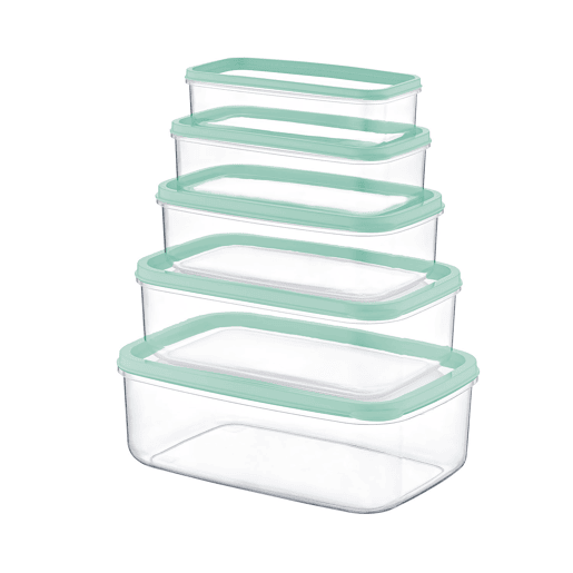 Conjunto de 5 recipientes herméticos para alimentos, formato retangular 7house Conjunto de 5 recipientes herméticos para alimentos, formato retangular 7house