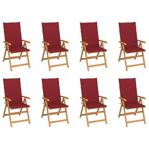 vidaXL Cadeiras de jardim reclináveis c almofadões 8 pcs teca maciça vidaXL Cadeiras de jardim reclináveis c almofadões 8 pcs teca maciça
