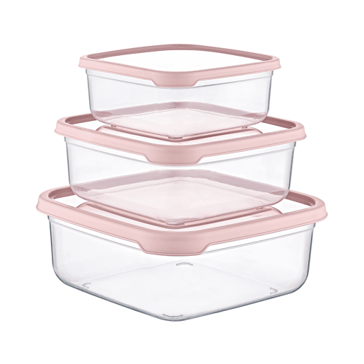 Conjunto de 3 recipientes herméticos para alimentos, formato quadrado 7house
