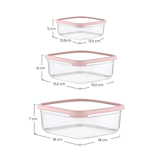 Conjunto de 3 recipientes herméticos para alimentos, formato quadrado 7house