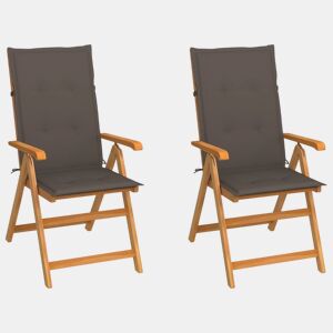 vidaXL Cadeiras de jardim c almofadões cinza-acast. 2 pcs teca maciça