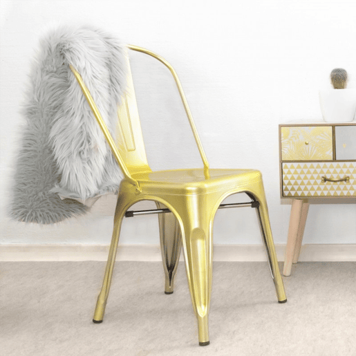 Cadeira industrial metal dourado 85x52,5x45cm