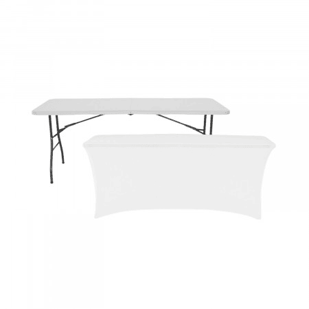Mesa Dobrável 240cm Branca + Capa Catering 7house