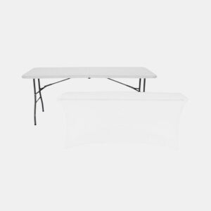 Mesa Dobrável 240cm Branca + Capa Catering 7house