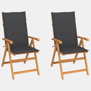 vidaXL Cadeiras de jardim c almofadões antracite 2 pcs teca maciça
