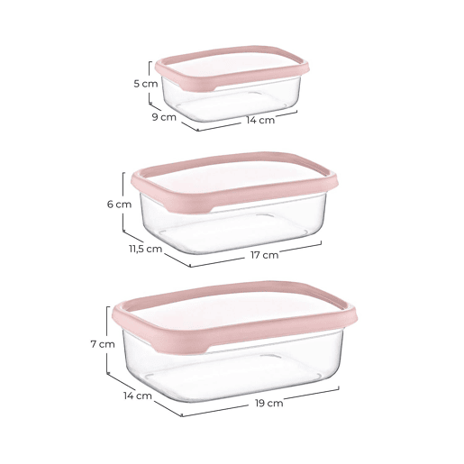 Conjunto de 3 recipientes herméticos para alimentos, formato retangular 7house
