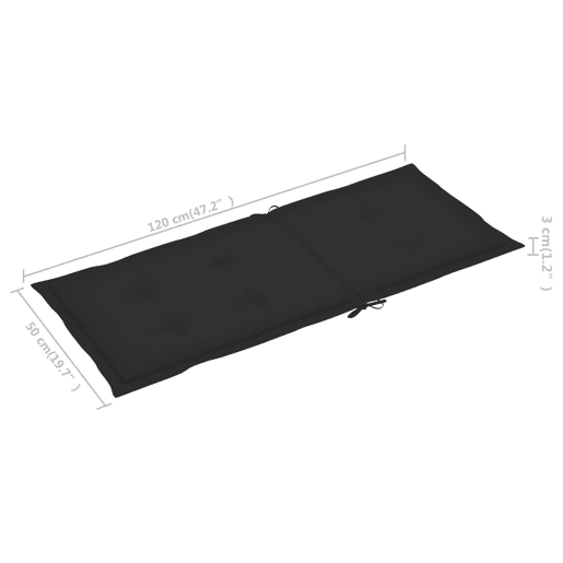 vidaXL Cadeiras de jardim c almofadões pretos 6 pcs teca maciça