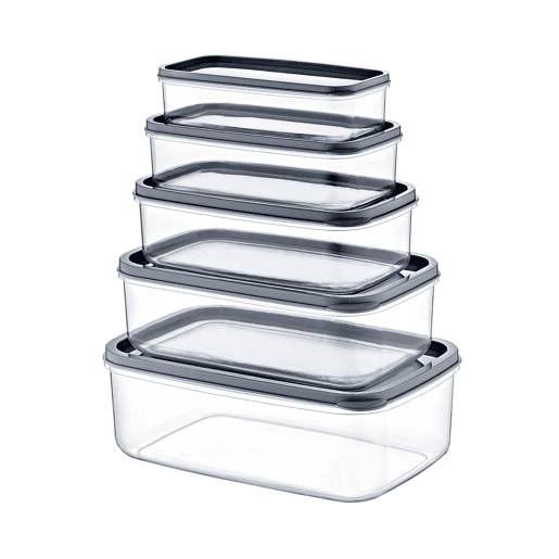 Conjunto de 5 recipientes herméticos para alimentos, formato retangular 7house