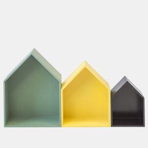 Prateleiras set de 3 MDF verde, amarelo e preto
