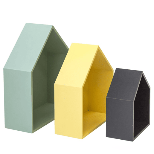 Prateleiras set de 3 MDF verde, amarelo e preto