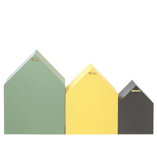 Prateleiras set de 3 MDF verde, amarelo e preto