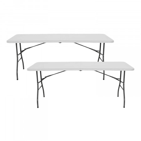 Pack de 2 mesas dobráveis u200Bu200B240cm retangulares brancas Catering 7house