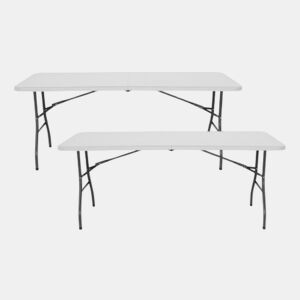Pack de 2 mesas dobráveis u200Bu200B240cm retangulares brancas Catering 7house