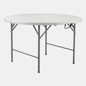 Mesa dobrável redonda efeito granito branco Ø150x74cm Thinia Home