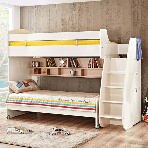 Beliche com arrumação aglomerado branco 182,7x252x107,8 cm