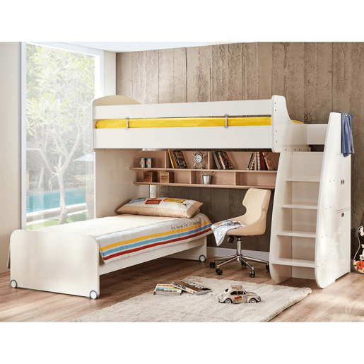 Beliche com arrumação aglomerado branco 182,7x252x107,8 cm