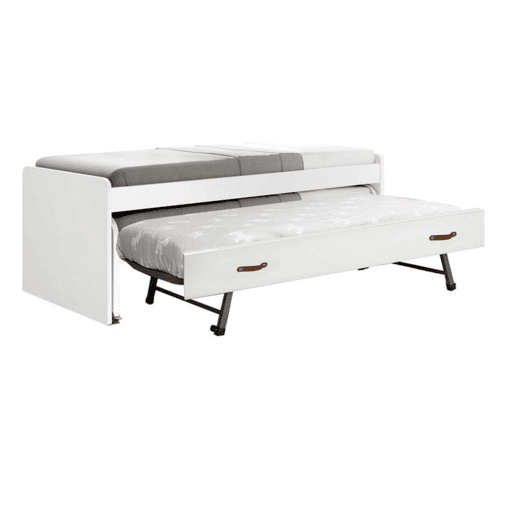 Cama tripla em aglomerado branco + estrados e colchões 90x200cm Cama tripla em aglomerado branco + estrados e colchões 90x200cm