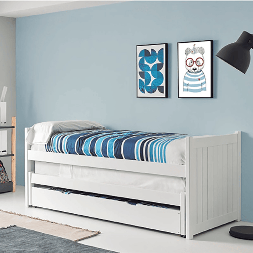 Cama nido de madeira branca 90x200 cm