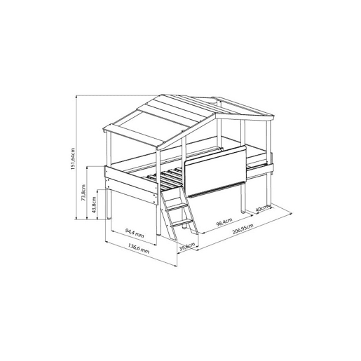 Cama de cabine com ardósia MDF branco 90x200cm