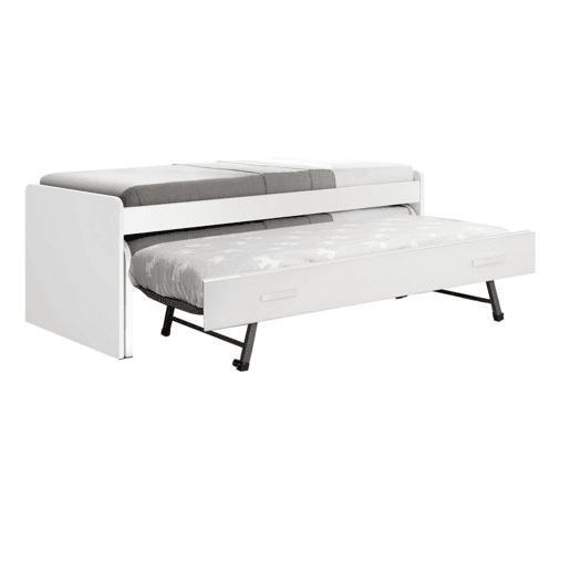 Cama tripla em aglomerado branco com estrados 105x200cm
