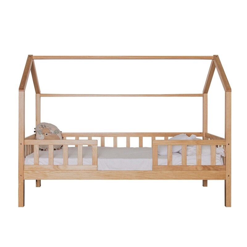 Cama casita con barandilla madera pino 90x190cm